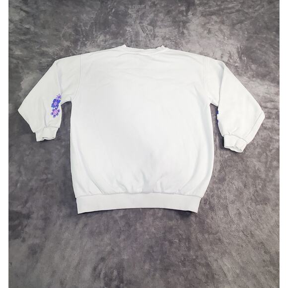 Nike Sz L Womens Just Do It Oversized Crewneck Sweatshirt White Flowers Ca18-31 - Picture 7 of 9